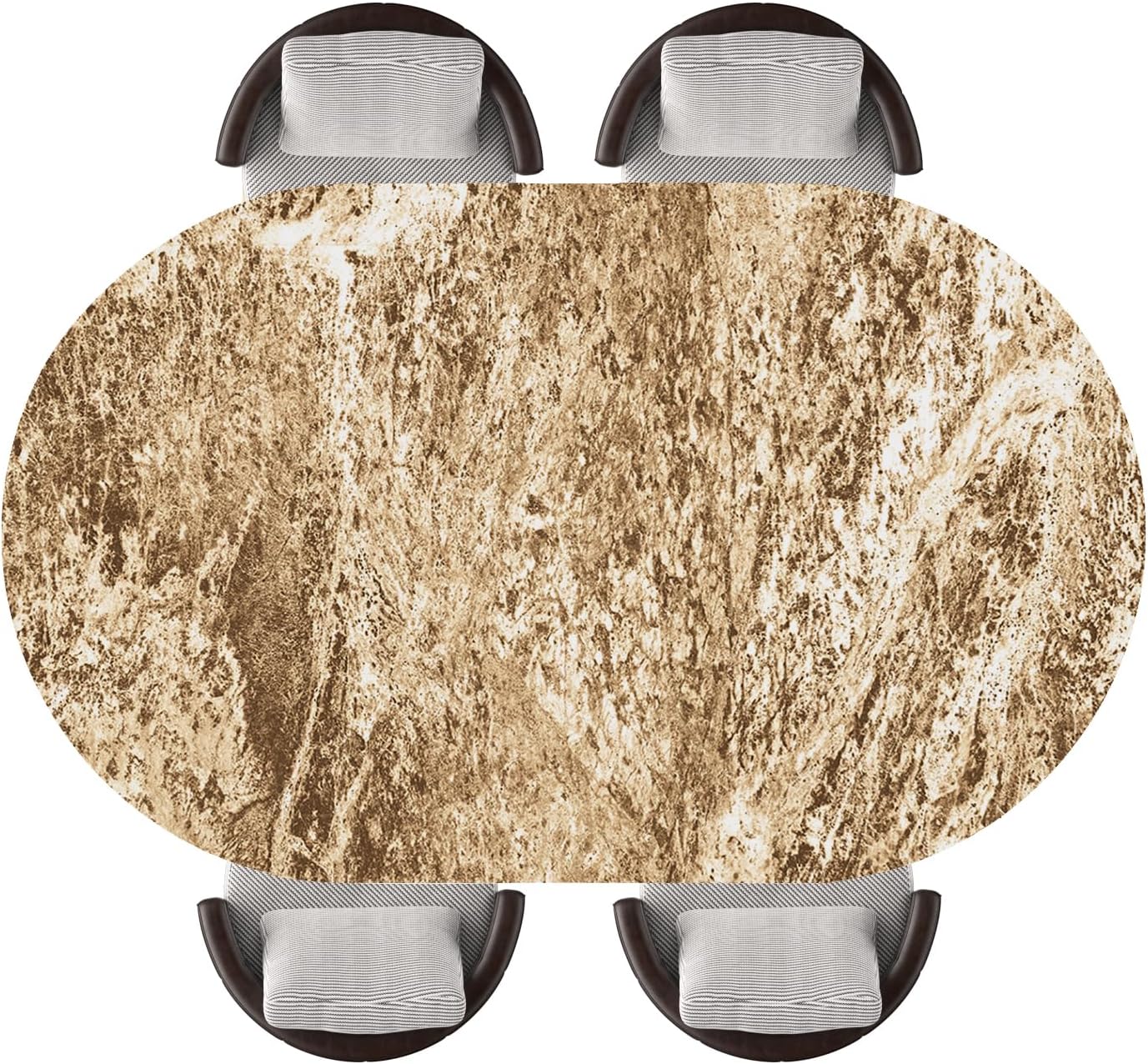 Oval Fitted Tablecloth Marble Texture Background Waterproof Wrinkle Resistant Elastic Edge Table Cloths for Kitchen Dining Party Holiday Buffet, Fits 48"x68" Oval Tables