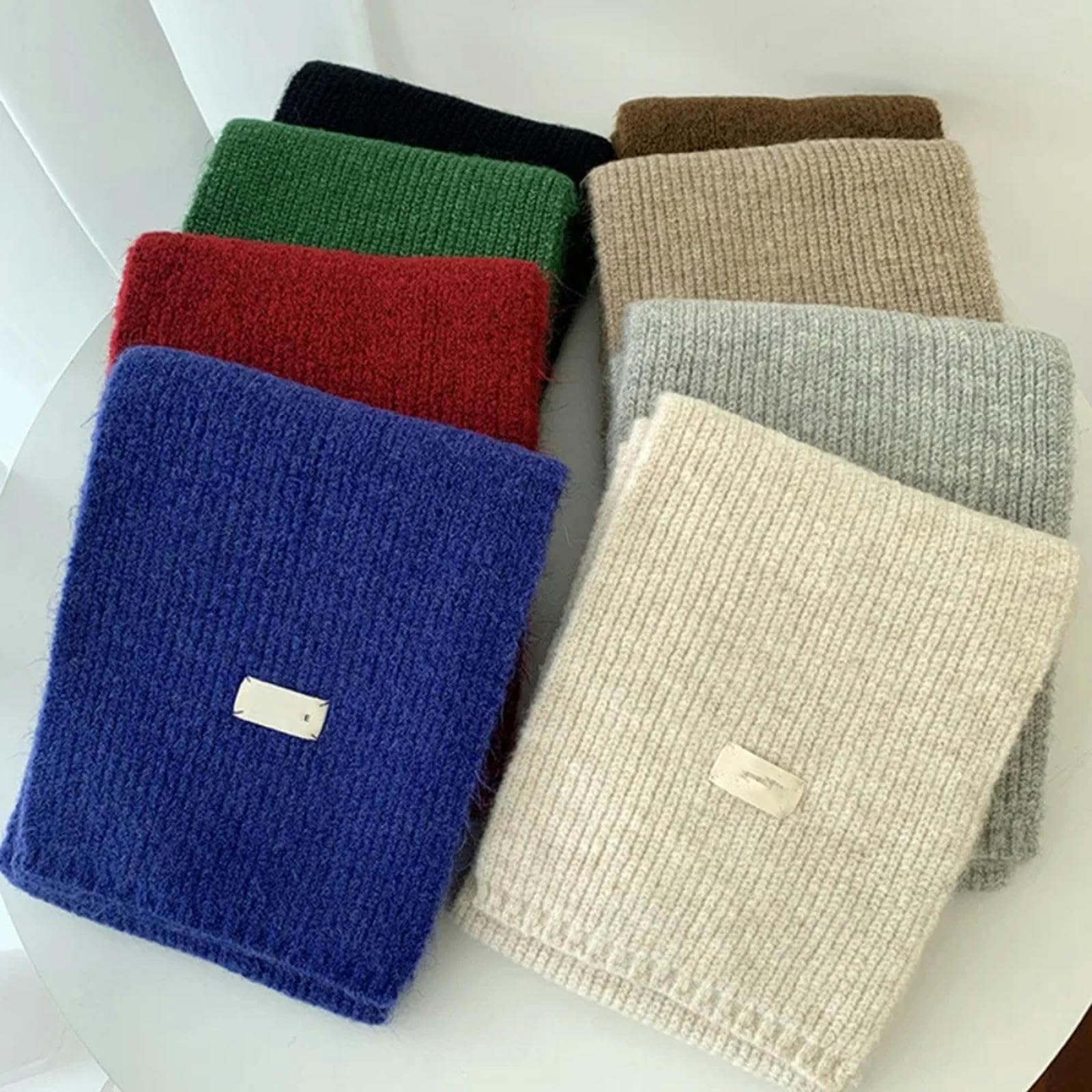 MdybF Schals & Tücher für damen Frauen Schals Lady Winter Verdicken Warme Weiche Schals Wickeln Weibliche Reine Farbe Gestrickte Lange Schal Für Frauen