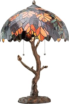 RIVER OF GOODS Stained Glass Enchanted Forest Table Lamp, Tiffany Style