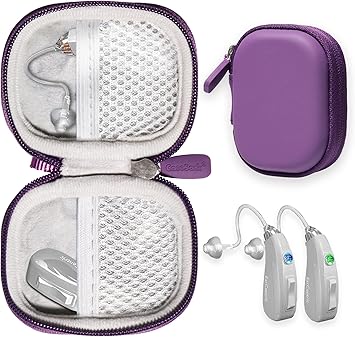 Case for Hearing Aids compatible with EarCentic EasyCharge Rechargeable Hearing Aids also for Otofonix Elite/Encore, Banglijian, Britzgo, My Tone, LIGINN, Blaids, Lexie, Tweak Purple