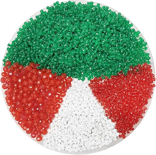 1404 piezas de manualidades de Navidad con cuentas, manualidades de Navidad para niños, corona, bastón de caramelo, cuentas tri y redondas de