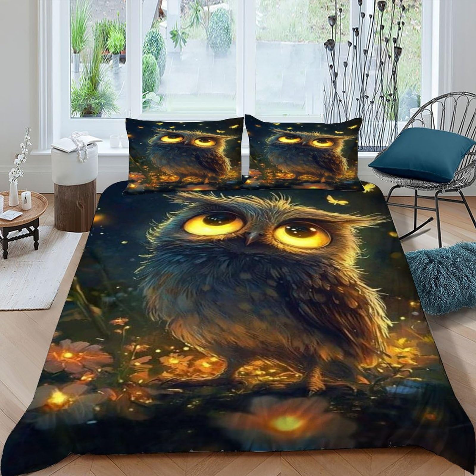 Housse de couette 3 pièces sur le thème faune sauvage avec parure linge de lit microfibre 220x240