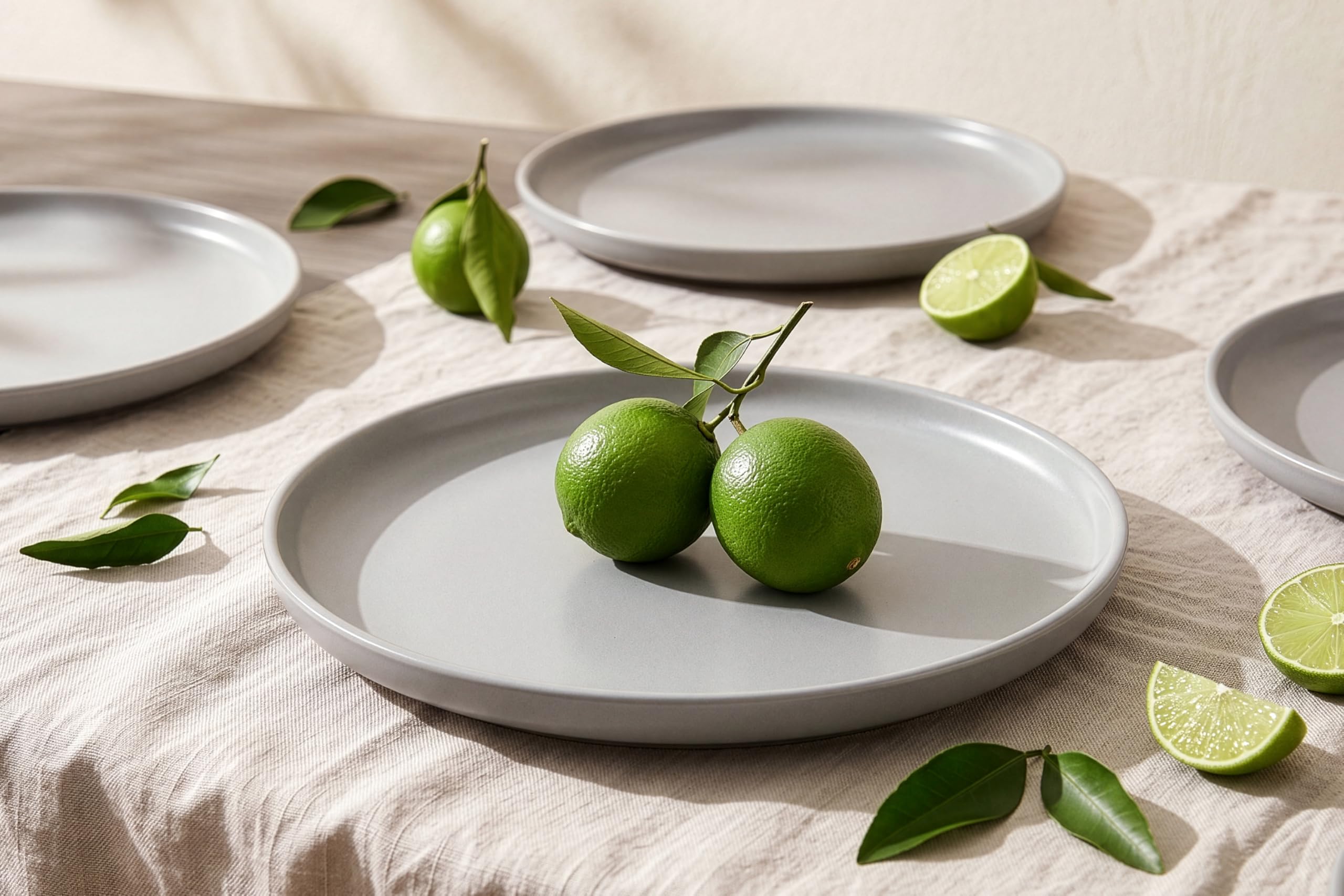Konsimo. Geschirrset 6 Personen - VICTO Teller Set Modern 18 Teilig - Tafelservice & Geschirrsets - Kombiservice 6 Personen - Steingut Service für Familie - Geschirr Grau - Plates