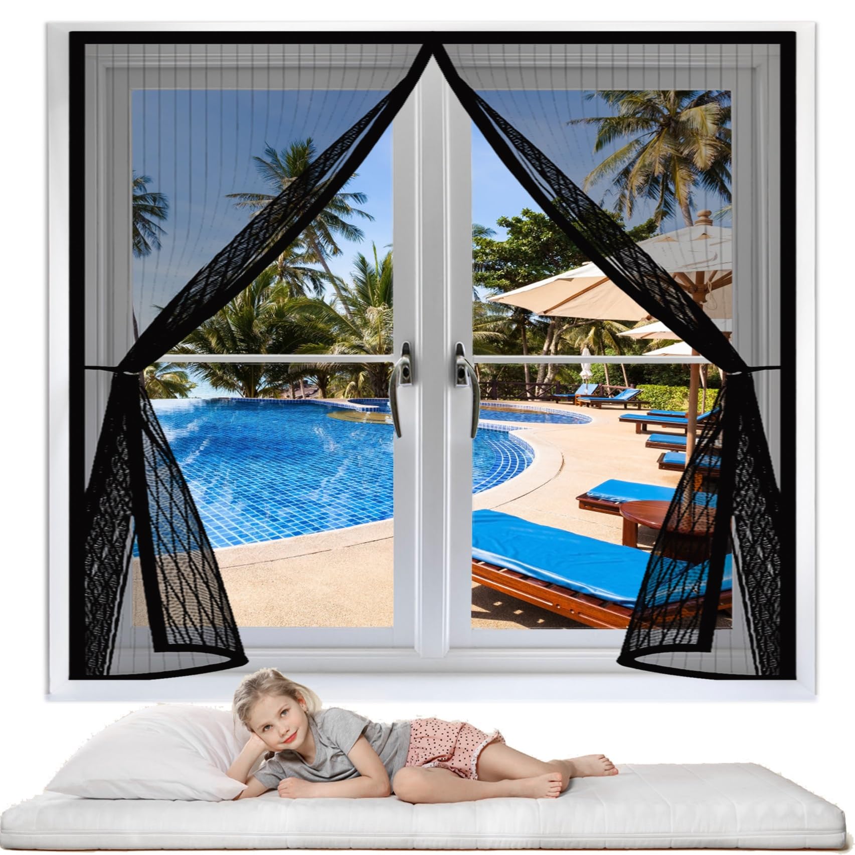 Moustiquaire pour fenetre et porte balcon anti-moustiques noire pour la maison