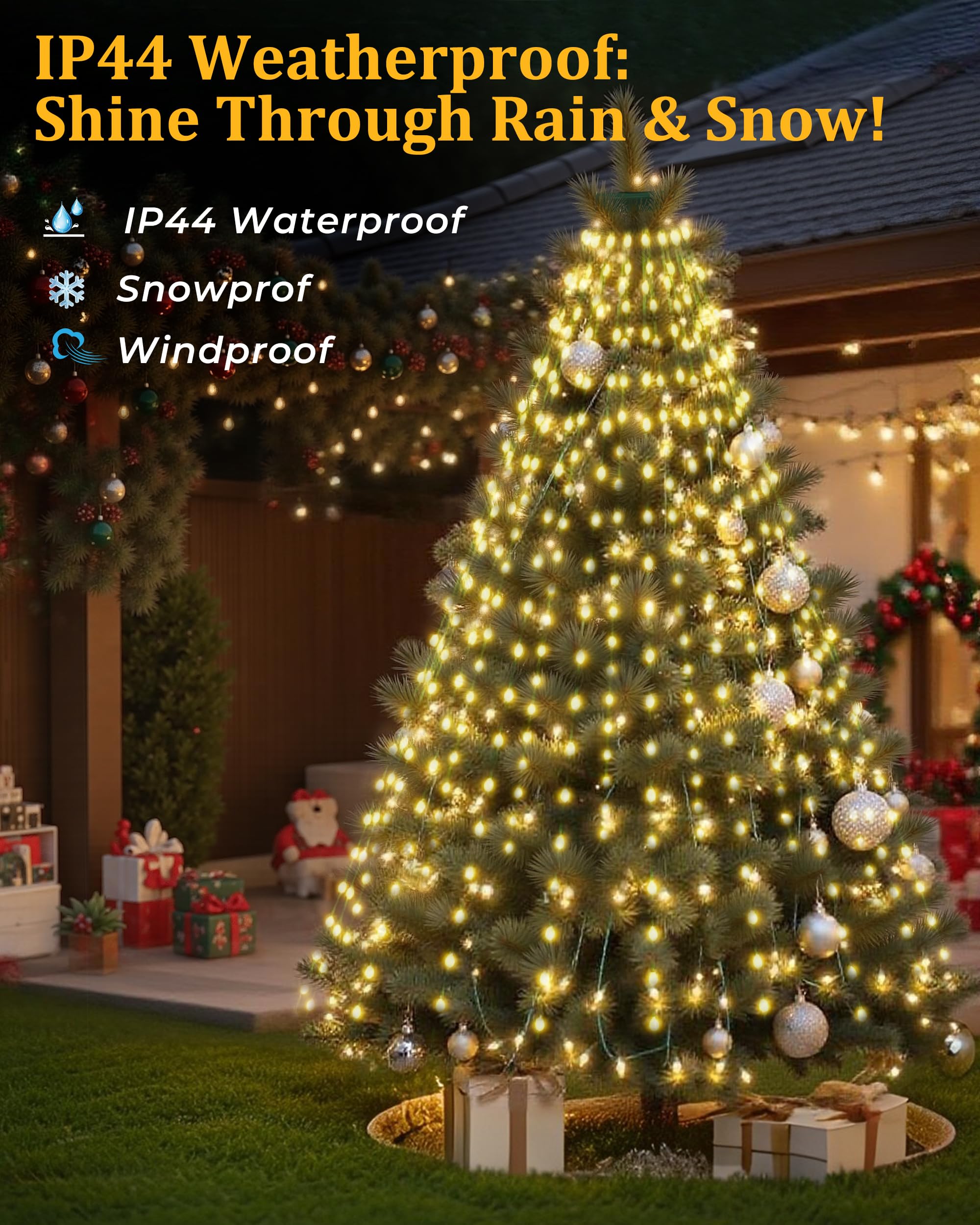 Christmas Tree Lights, 400 LED Christmas Lights with 8 Light Modes & Memory Function - Image 4