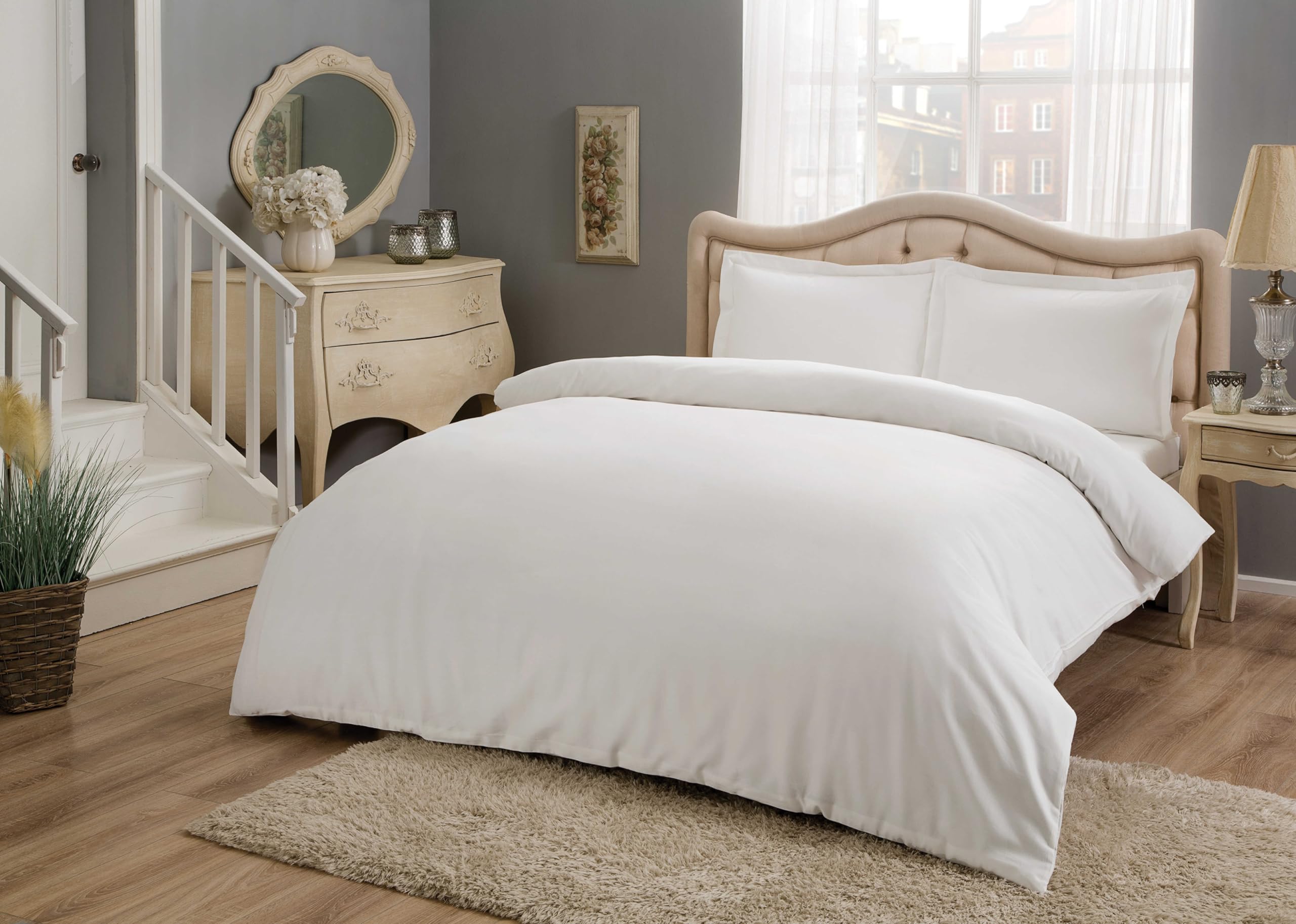 TAÇ Basic Standart Pamuk Saten Nevresim Takımı, Beyaz, King Size