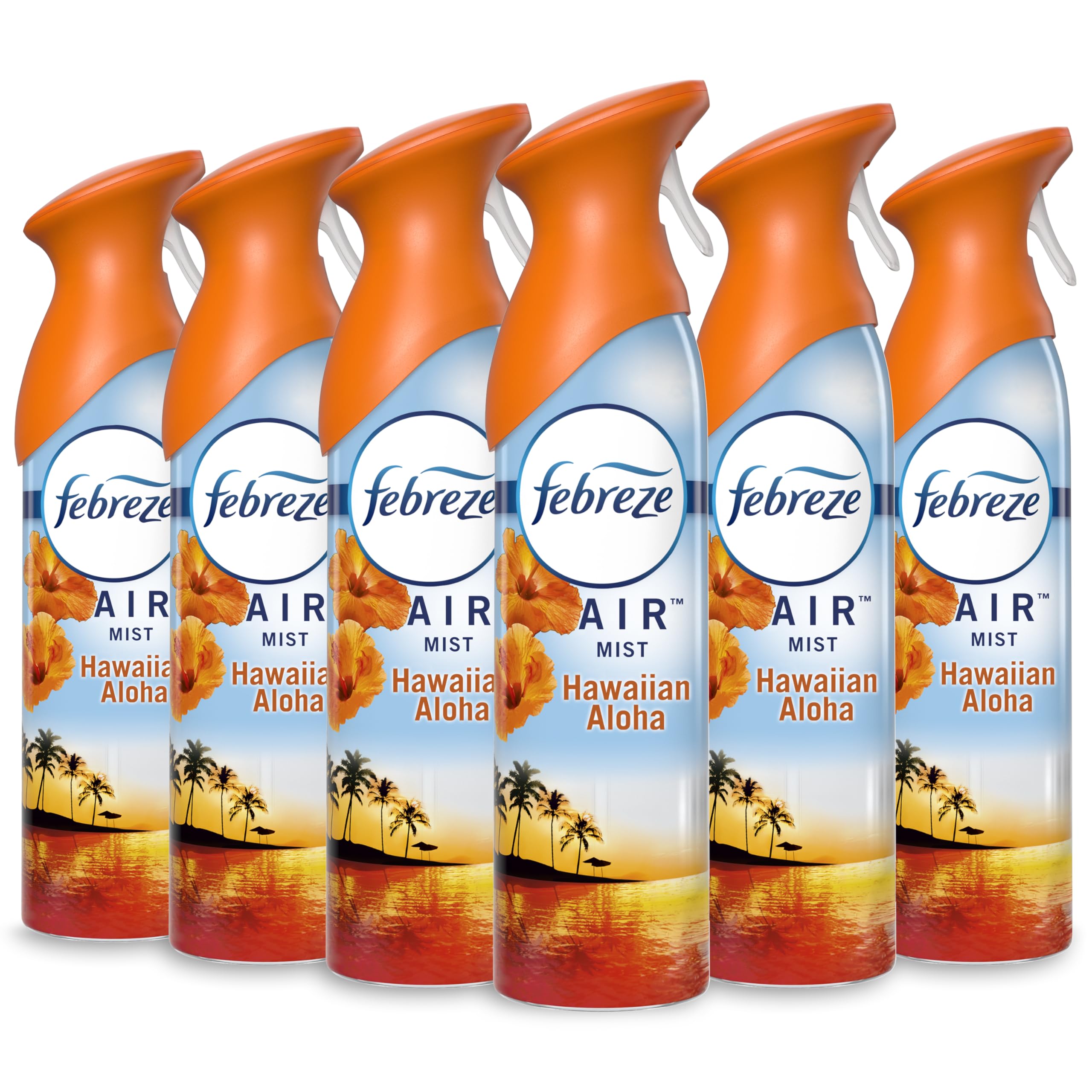 Febreze Air Freshener and Odor Fighter Spray, Hawaiian Aloha Scent, 8.8 Oz (Pack of 6)