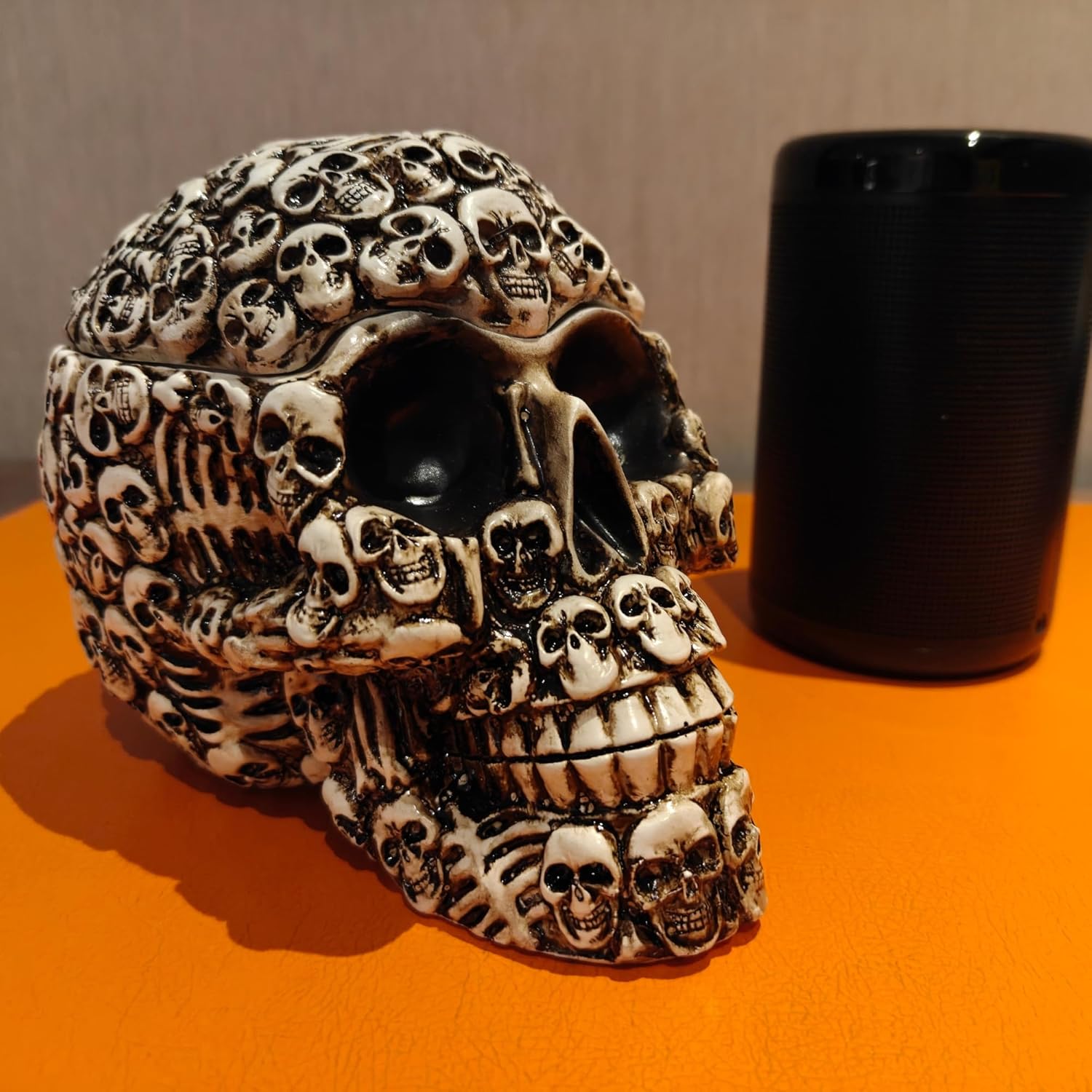 Gothic Skull Storage Box - Decorative Ossuary Design with Hidden Compartment, Hand-Painted Polyresin Skeleton Head Container for Jewelry, Keys & Small Items, Macabre Home Decor Conversation Piece
