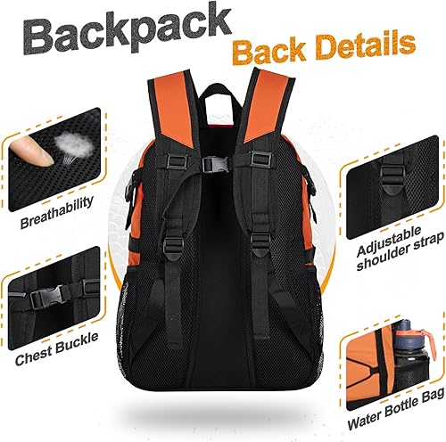 Miniatura 5 de Goloni  Mochilas de fútbol grandes con soporte de pelota separado y compartimento para zapatos, lo mejor para baloncesto, fútbol, fútbol, voleibol,