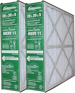 GeneralAire # 4556 MERV 11 for # GF 4531 ReservePro 20x20x5 furnace filter, Actual Size:19 3/4" x 20 5/8" x 4 15/16" Pack of 2 Filters