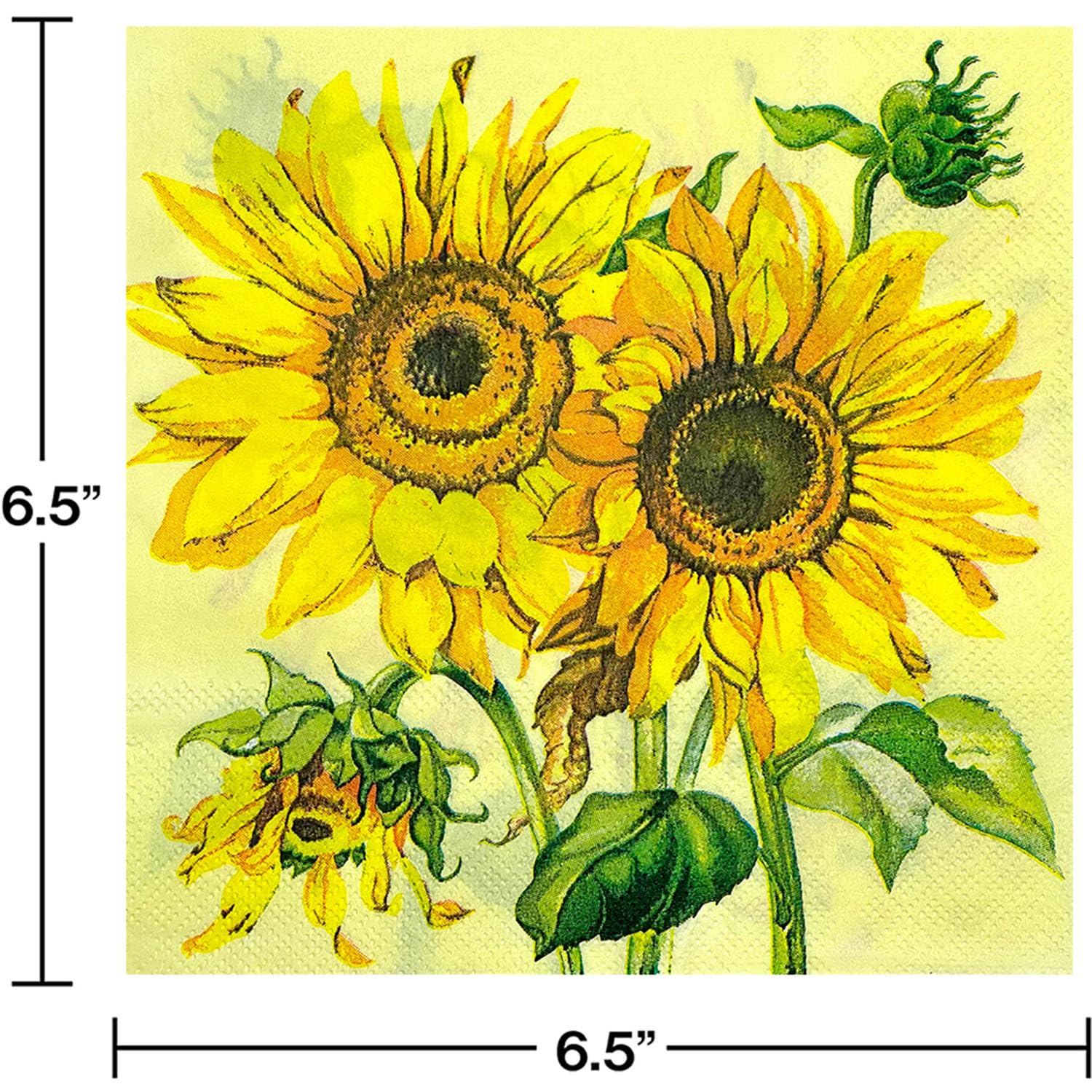Servilletas Papel Girasol Amarillo Desechables Servilletas Decoupage Cocktail Cumpleaños 2 Capas Toilet Papel Higienico Decoración de Mesa para Bodas,Fiesta en el Jardín 30 Paquetes(33x33cm）
