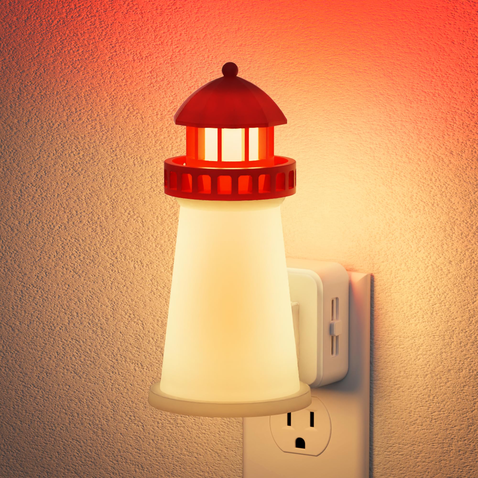 JandCase Night Lights Plug into Wall 3D Printed Beacon Night Light 3000K Plug in Nightlight with Dusk to