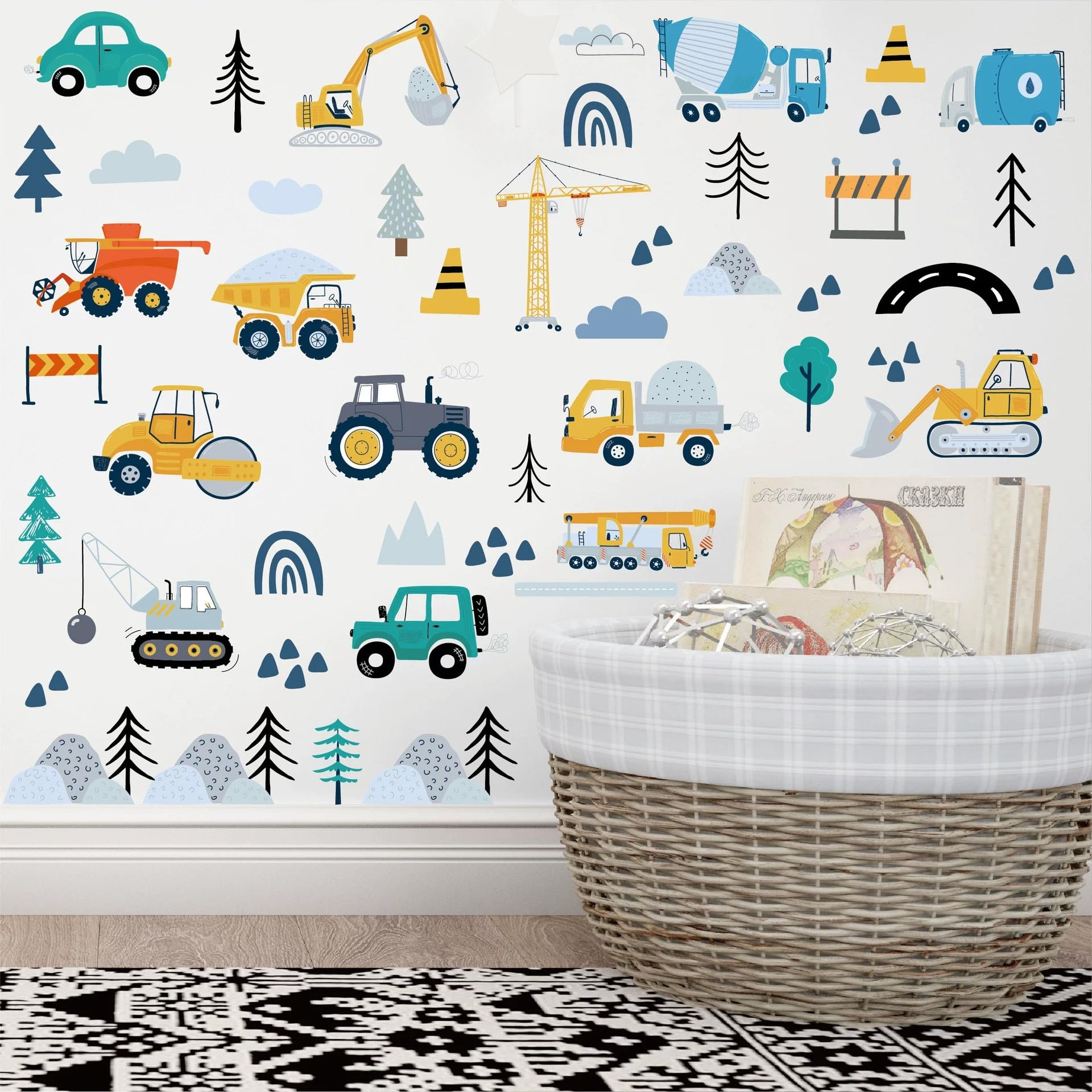 90PCS Transportation Car Wall Stickers,Construction Vehicles Digger Wall Decals for Living Room Kids Boys Bedroom Nursery Home Decor,Art murals Wallpaper Peel and Stick Removable Decoration - Image 3