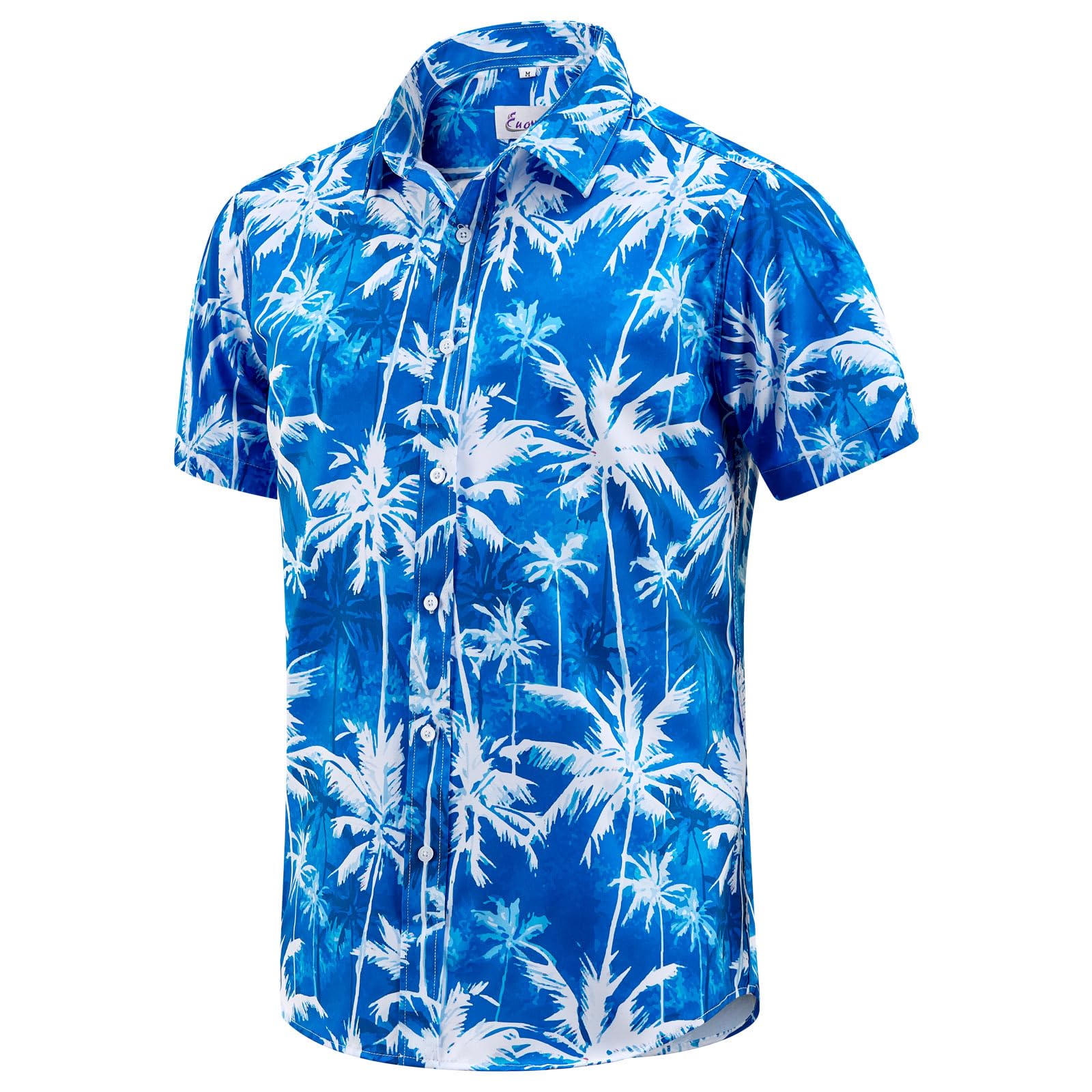 EUOW Mens Hawaiian Shirt Short Sleeve Printed Button Down Summer Beach Dress Shirts