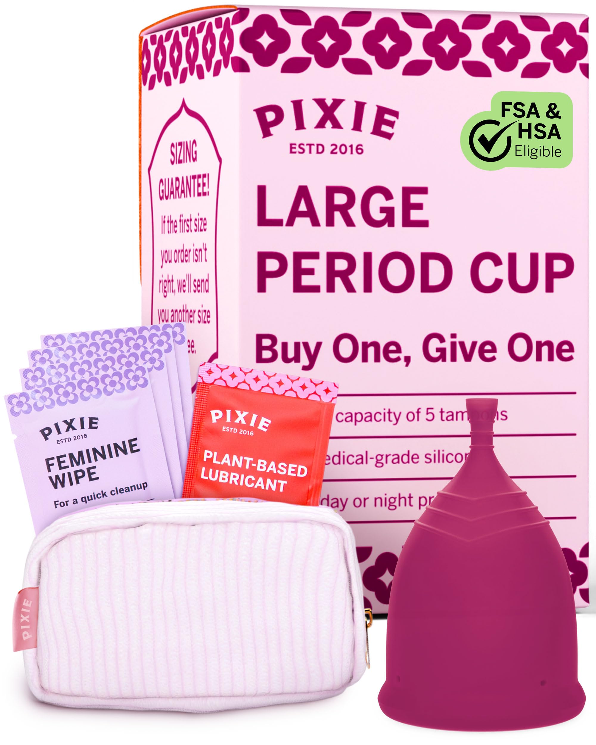 Pixie Soft Menstrual Cup - Ranked 1 for Most Comfortable Reusable Period Cup - Buy One We Give One - Includes Ebook Guide, Cleaning Wipes, Lube, &amp; Storage Bag - Tampon and Pad Alternative