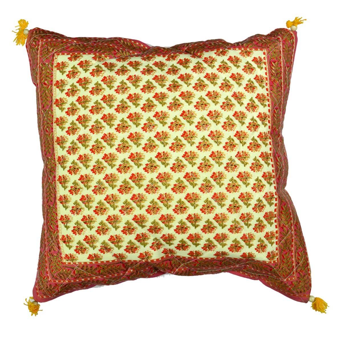 Royal Handicrafts Traditional Hand Printed Ethnic Jaipuri Cushion Covers-Set of 5 - Pink