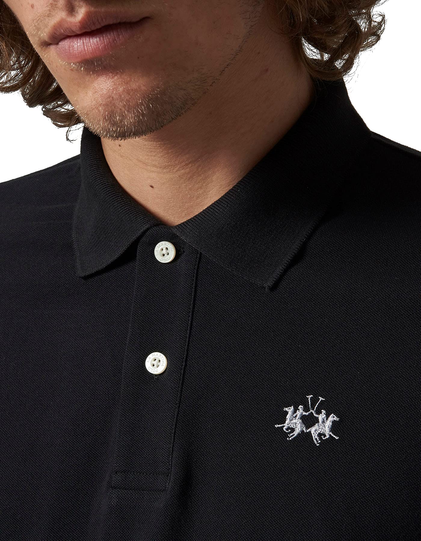 La Martina - Polo Classica in piqué Regular Fit, Nero, Man