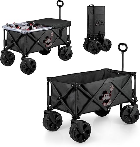 Miniatura 3 de PICNIC TIME Disney Mickey Mouse Adventure Wagon Elite - Carro de playa todo terreno con tapa superior de mesa y forro suave para enfriar, carro