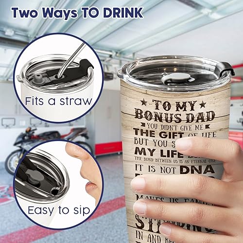 Miniatura 5 de 34HD Regalos para el día del padre de hija, hijo, esposa, regalos divertidos para padrastro, papá, marido, vaso de 20 onzas, taza para beber para