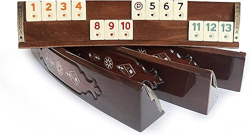 Miniatura 2 de Juego de Rummi liso de mosaico de madera elíptica hecha a mano con incrustaciones de madera de palisandro natural juego de Rummy - Juego de Rummy -