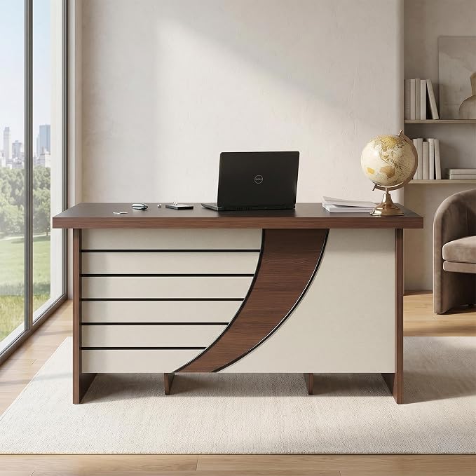 Royaloak Alwin Office Desk with Drawer | Engineered Wood with Melamine Finish | 1.2 m Wide Top | Cable Management | Space-Saving Computer Desk | Telescopic Channel