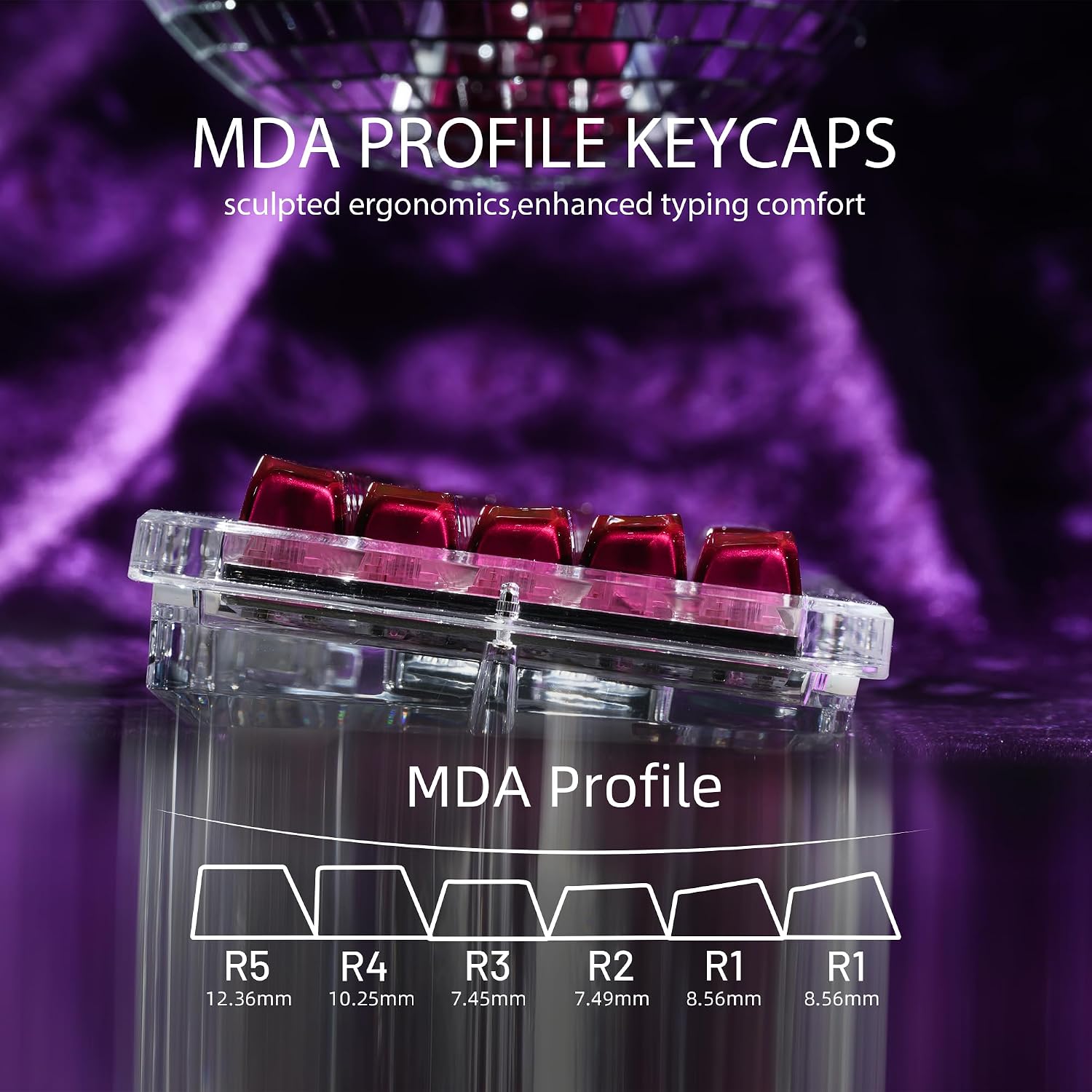 OHY XVX Jelly R2 Side-Printed Translucent MDA Profile Keycap Set, 122 Keys Double Shot PC+ABS Keycaps for MX Switches & ANSI Layout Mechanical Keyboards-Purple image 4