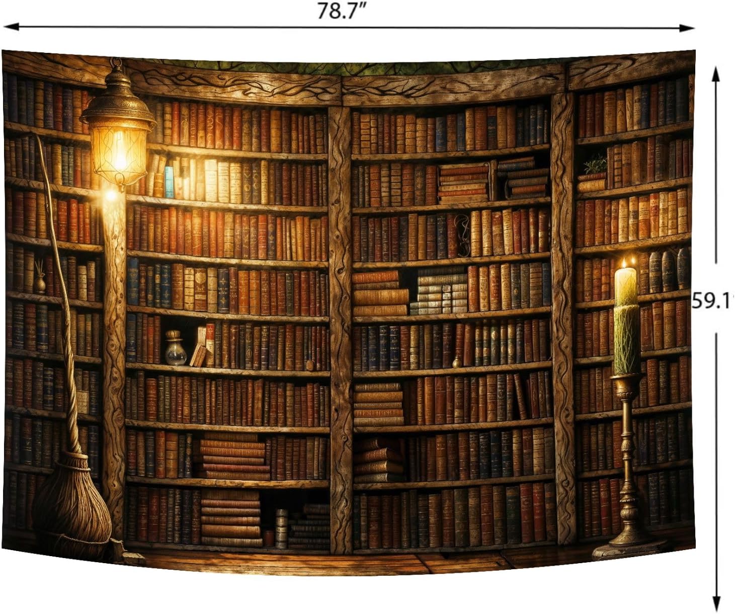 Delur Medieval Bookshelf Tapestry Vintage Library Bookcase Retro Gothic Book Tapestry Wall Hanging Colorful Aesthetic Abstract Psychedelic Headboard for Bedroom Living Room Home Decor (59.1" x 78.7")