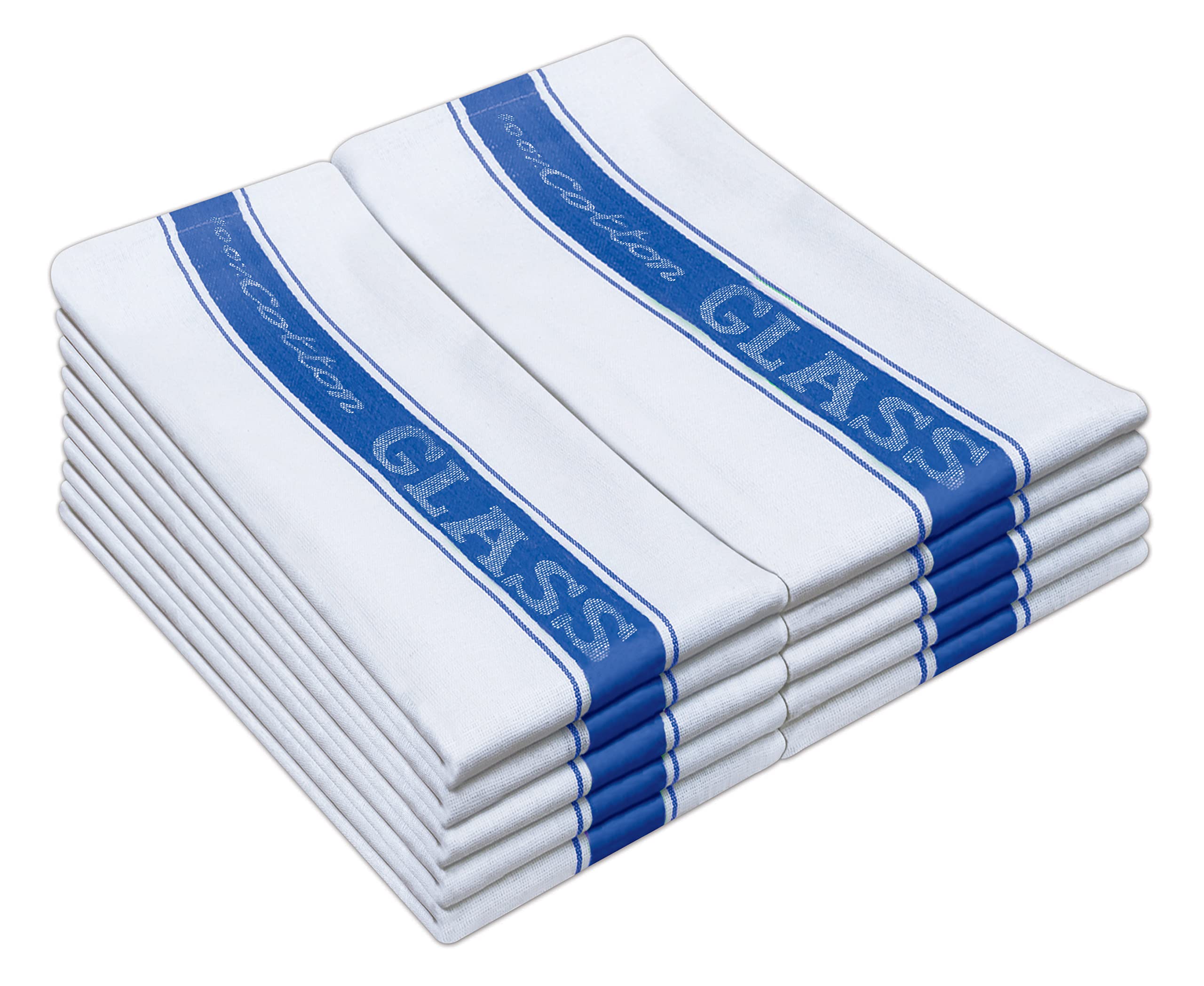 QCS Professional Catering Heavy Duty - Kitchen Dish Towels - 100% Cotton Kitchen Tea Towels - Lint free - Large 76 x 50 cm - 90 Degree Colour Fast Washable, Absorbent and Quick Dry (Blue, 12)