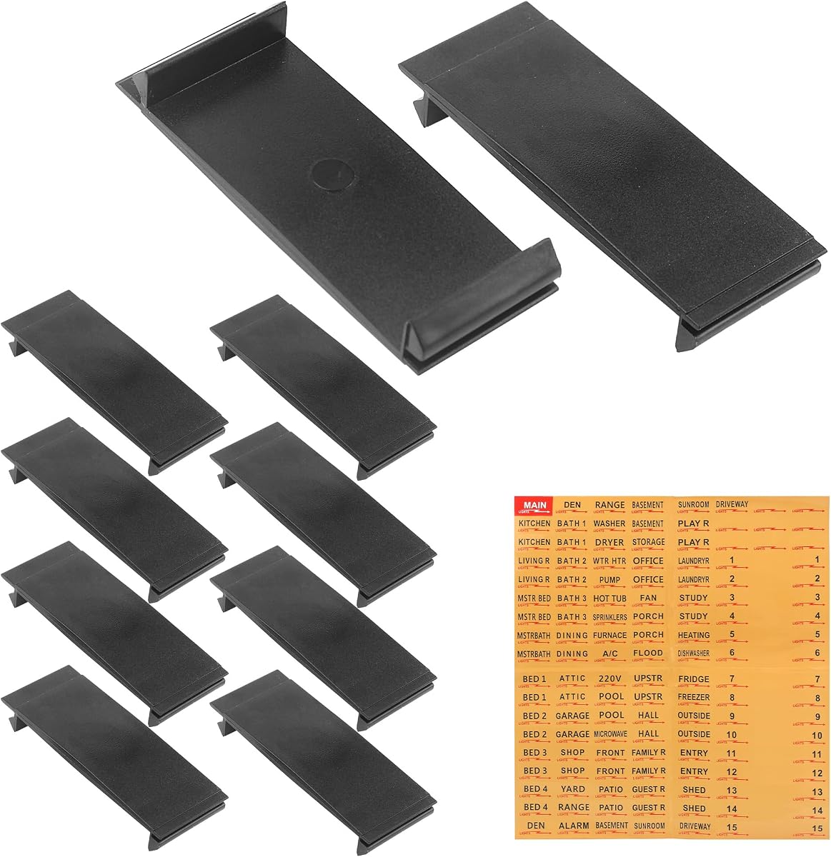 EAORBD Breaker Filler Plate for Load Center | 1" Snap-In Filler Plates with Circuit Breaker Labels, for Universal Panel Covers & Flush Mounts 10-Pack
