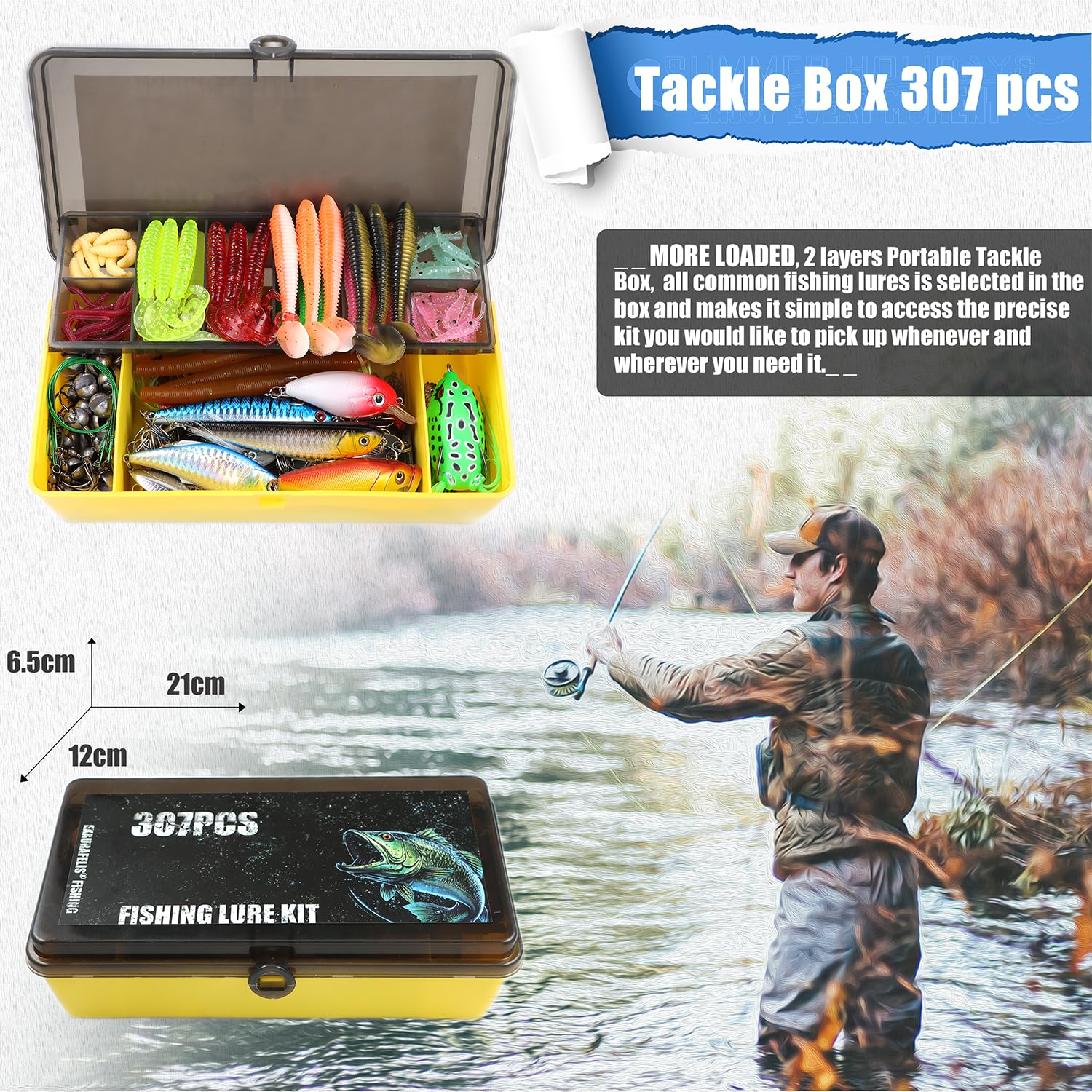 EXAURAFELIS Kit de leurres de pêche 307 pièces