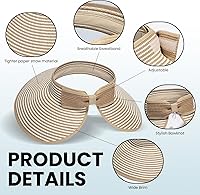 Vista 53 de Simplicity - Sombrero con protección solar UV UPF 50 para mujer, convertible en visera para playa