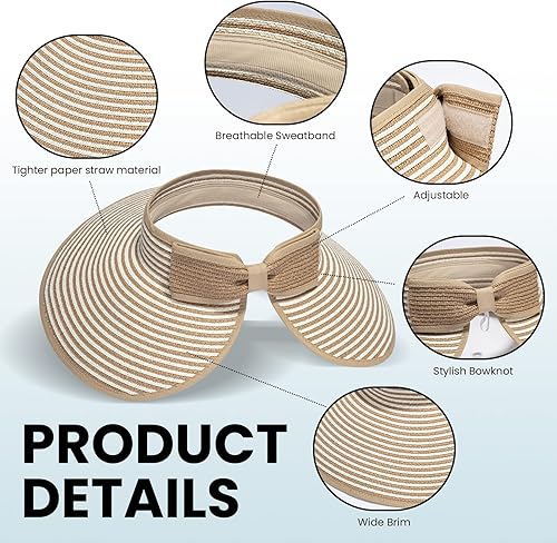 Miniatura 53 de Simplicity - Sombrero con protección solar UV UPF 50 para mujer, convertible en visera para playa