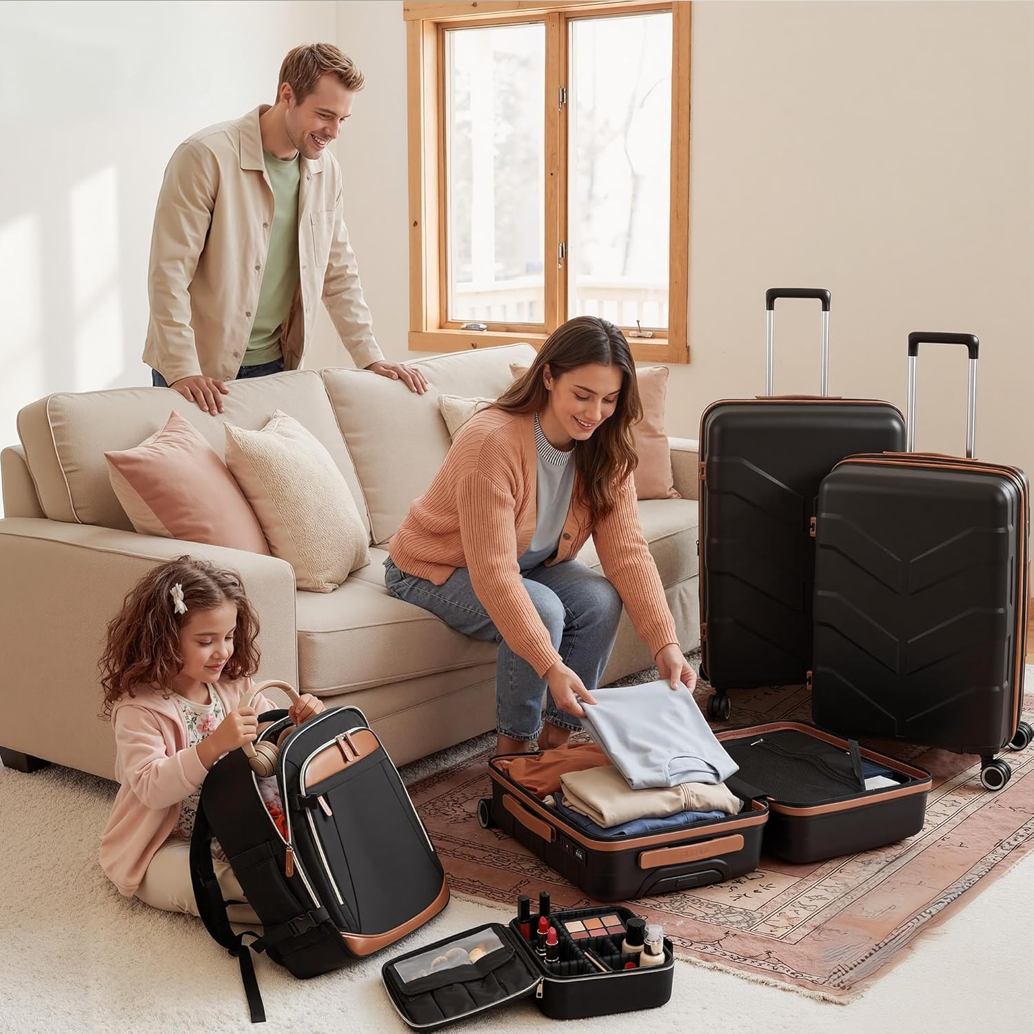 TILYMOL Luggage Sets 5 Piece - Expandable Suitcase Set with TSA Lock & Spinner Wheels, Lightweight PP Hardshell Travel Luggage for Women, Red
