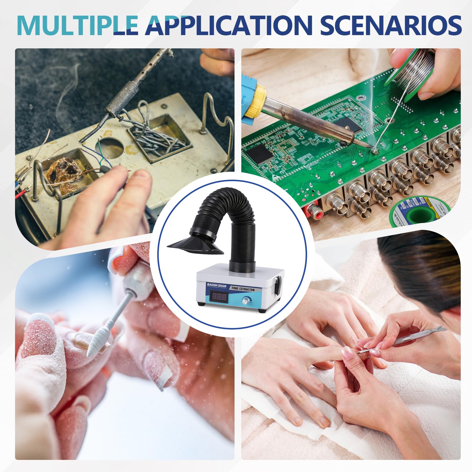 BAOSHISHAN Extractor de Humos Soldadura Absorbedor de Humo Soldadura de Escritorio Eliminador de Ventosa de Humo con filtros de 3 etapas para Trabajos de Soldadura