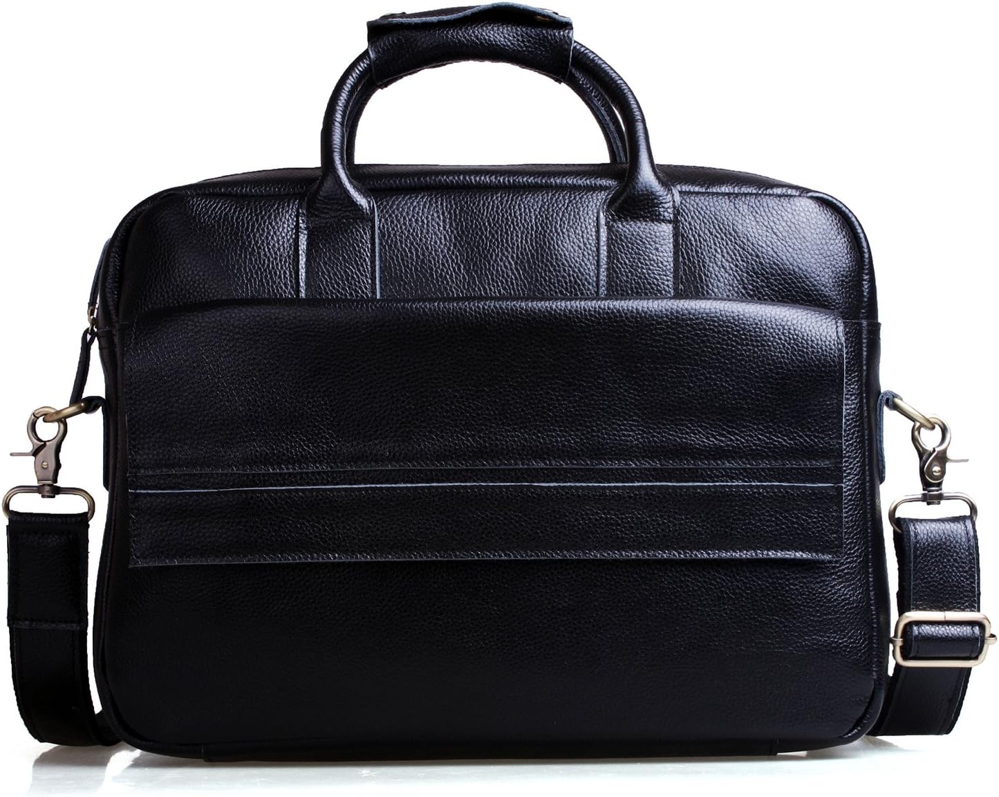 Amango Full Grain Cowhide Leather Messenger Bag for Men Fit 15'' Laptop Black A9277