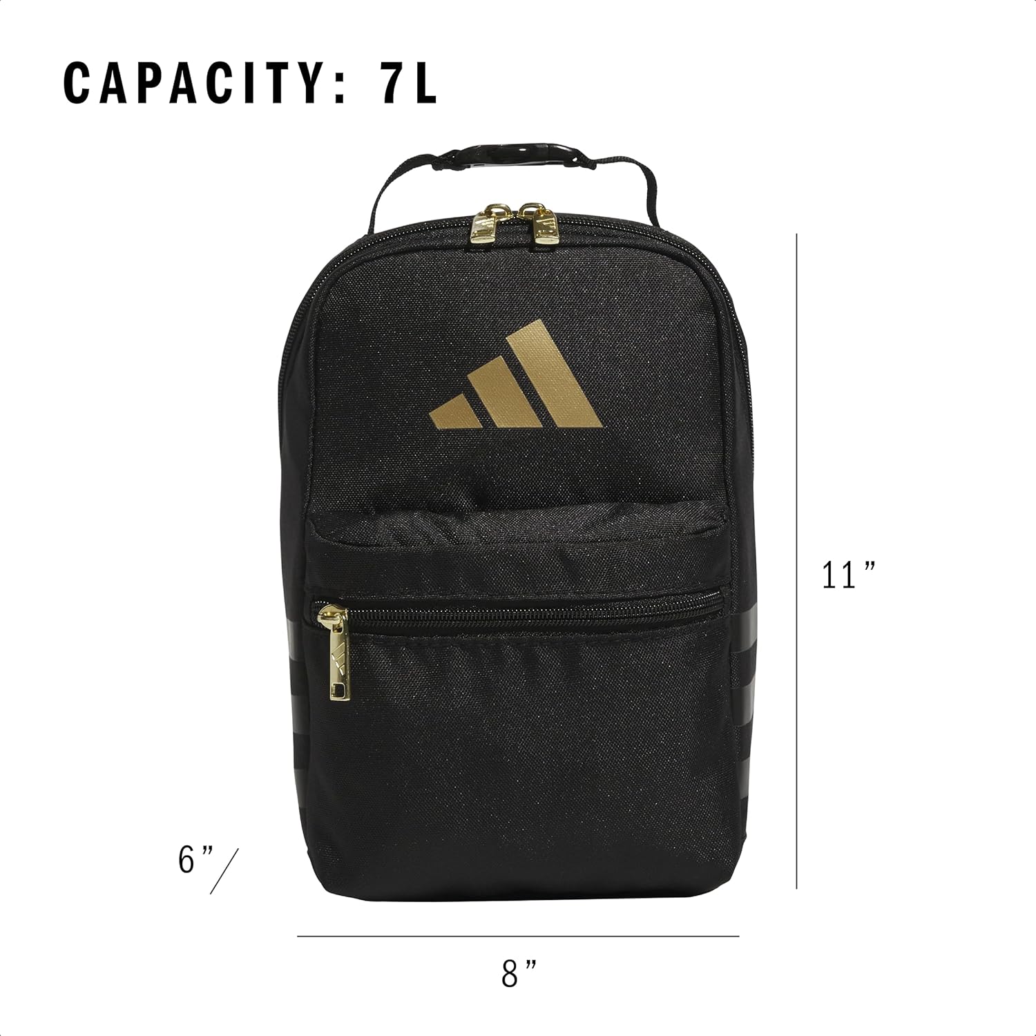 adidas Santiago Lunch Bag Cooler for Women and Men, Insulated Food Container Box with Mesh Pocket, Black/Gold Metallic/3.0, One Size - Image 5