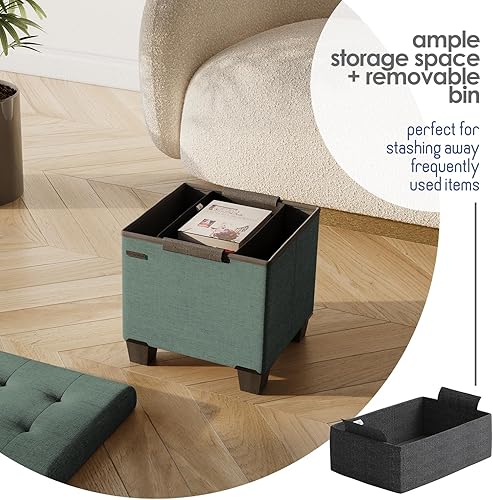 Miniatura 661 de Otomana plegable para dormitorio o sala de estar, con contenedores de almacenamiento, reposapiés para el extremo de la cama, soporta hasta 660 lb,