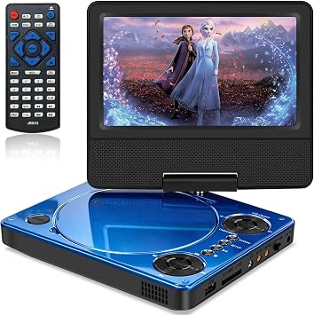 HOPYOP 9" Portable DVD Player for Car & Kids with 7" Swivel Screen, Blue