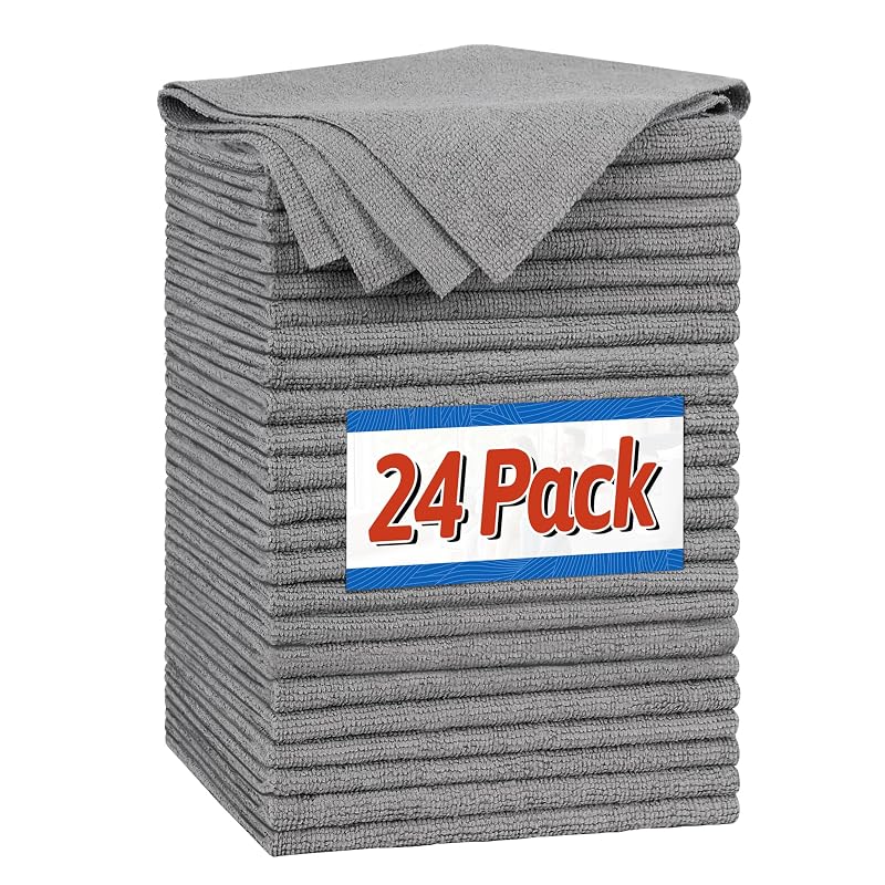 Kit de Panos de Microfibra FIXSMITH para Limpeza Automotiva, Cinza, 24 Unidades de 30,5 x 27,9 cm