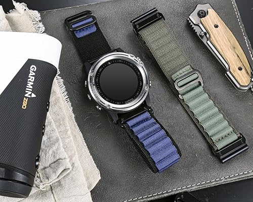 Miniatura 3 de Compatible con Garmin, correa deportiva de nailon tejido resistente con gancho en G para fnixForerunnerVivoactiveApproachMARQquatixD2 Series Correa