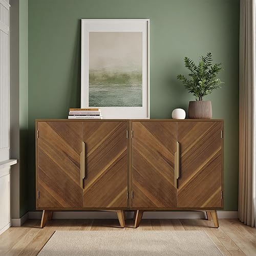 Miniatura 7 de Fat Ant Armario buffet con almacenamiento, aparador moderno de mediados de siglo de 30 pulgadas con 2 puertas, credenza decorativa con estantes