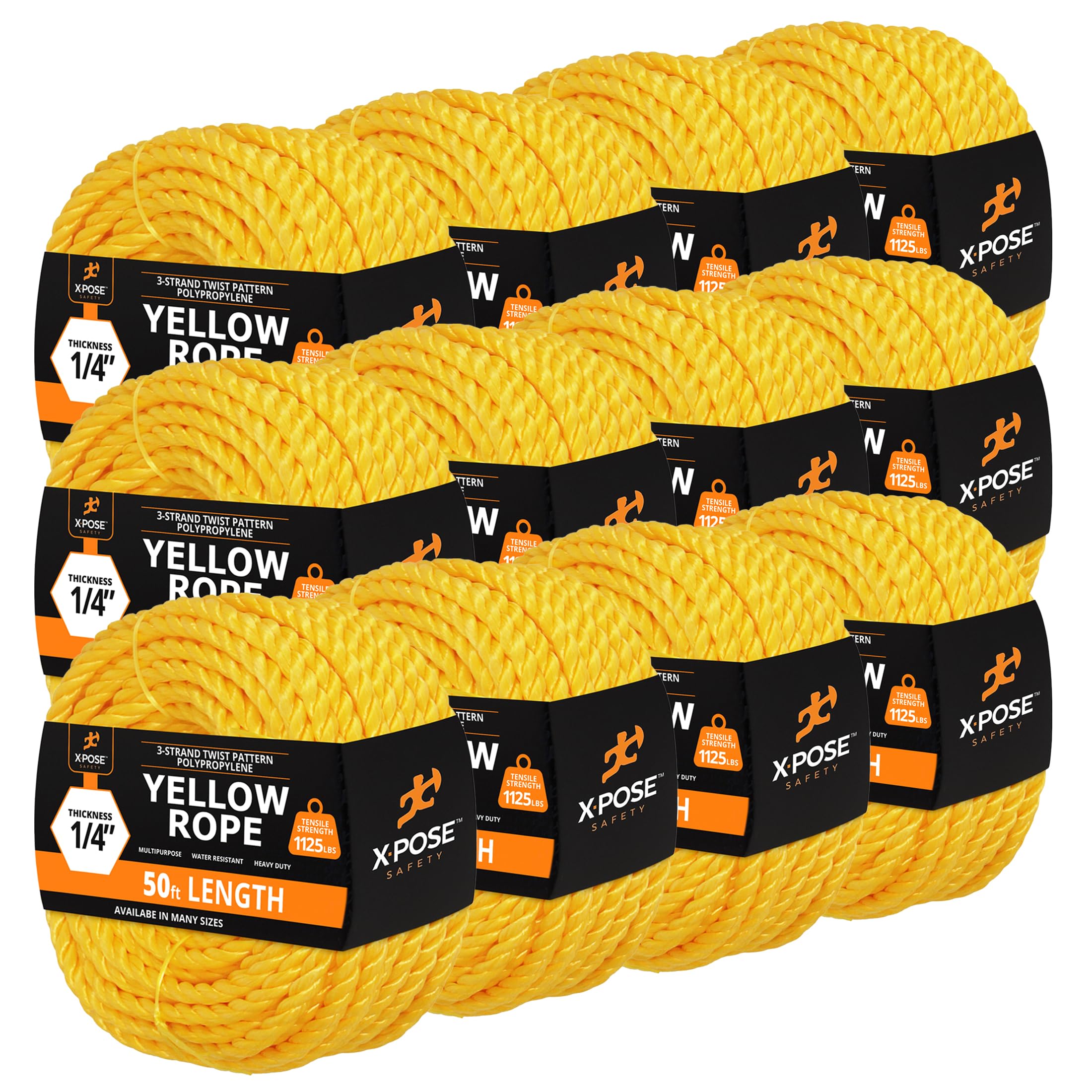 Yellow Lightning Rope Snapklik.com : Yellow Twisted Polypropylene Rope, 1/4
