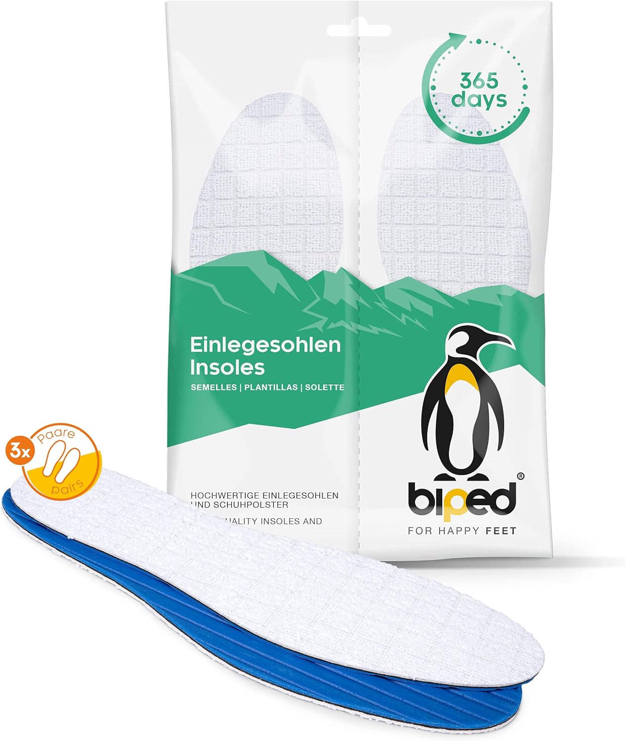 Biped Barfußsohlen 2er Pack - Frottee Einlegesohlen Mit Aktivkohle Gegen Schweißfüße