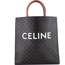Pre-Loved Vertical Cabas Tote Triomphe Coated Canvas Large, Brown