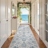 Vista 103 de jinchan Tapete de pasillo o cocina lavable, de época, reverso de hule antideslizante, ultradelgado, floral, para dormitorio, baño, lavandería y sala