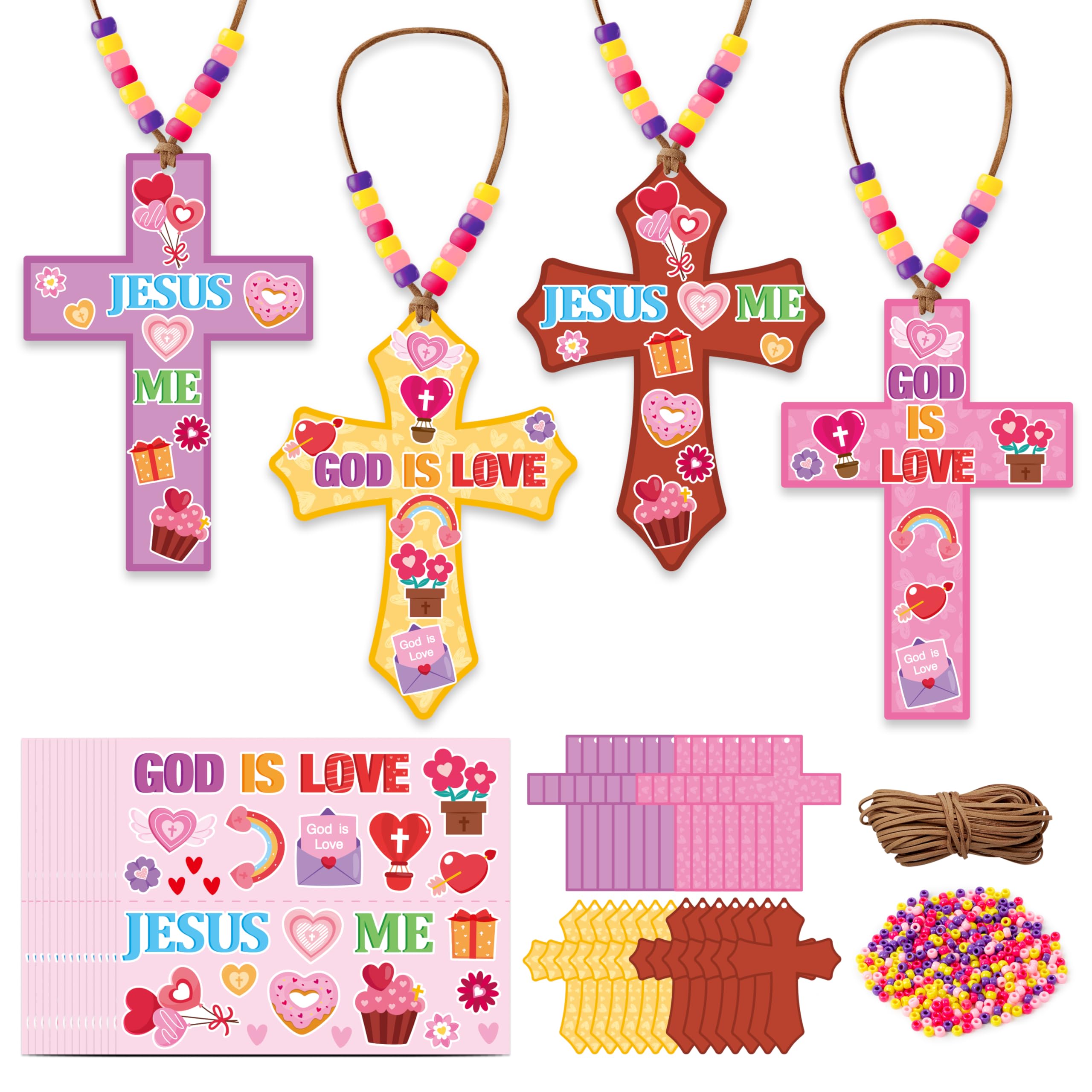 Snapklik.com : Religious Cross Necklace Craft - 28Pcs God Is Love ...