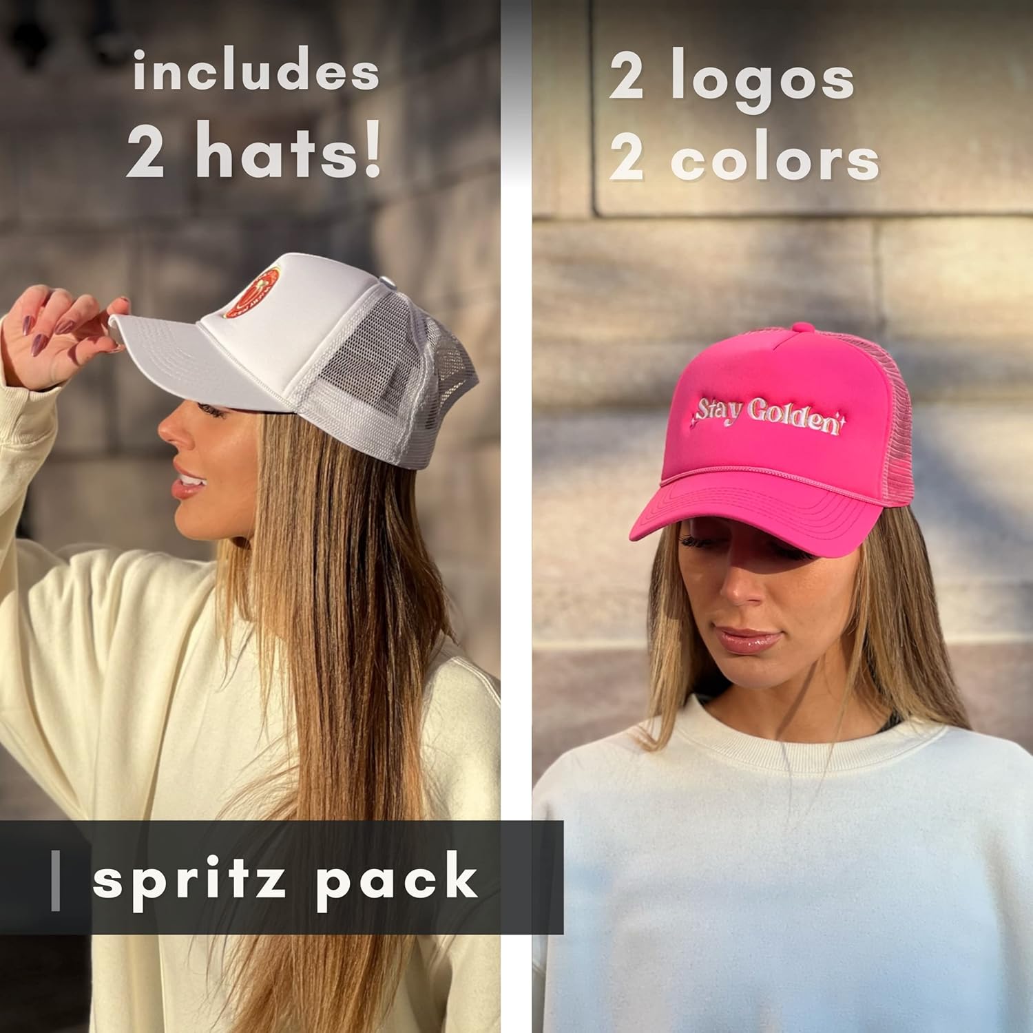 Trucker Hat - 2 Pack | Foam Embroidered Cap | Unisex Men Women Baseball Cap | Mesh Adjustable Snapback