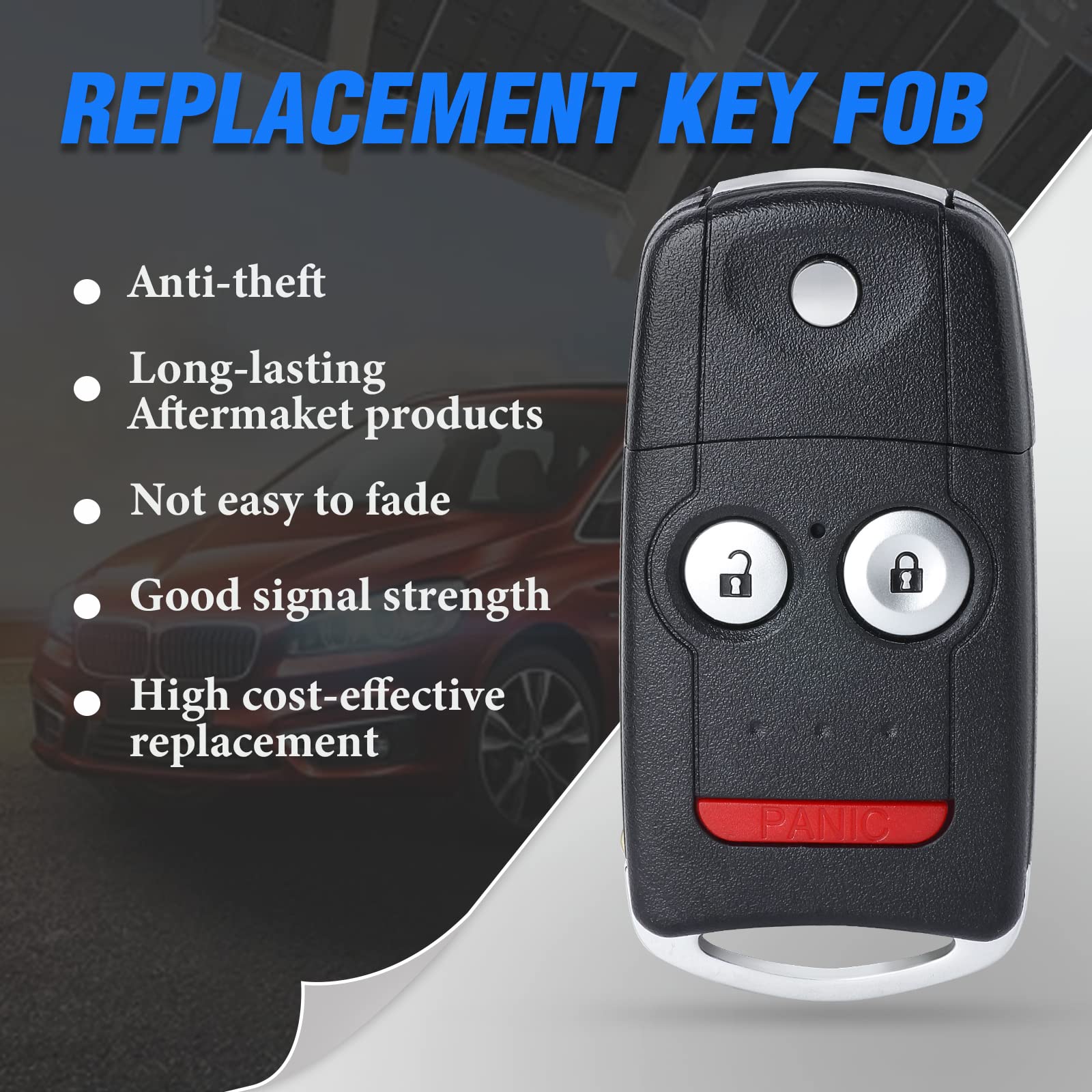 Keymall Telecomando di ricambio per chiavi auto per Acura MDX/RDX 2007 2008 2009 2010 2011 2012 2013 FCC ID:N5F0602A1A P/N:35111-STX-325/327 3 pulsanti..