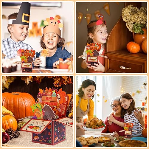 Miniatura 3 de D4DREAM Tarjeta desplegable de pavo de Acción de Gracias para niños, tarjetas de felicitación 3D de Acción de Gracias, tarjetas de felicitación de