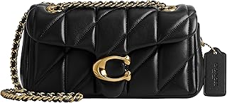 COACH Womens, Quilted Tabby Shoulder Bag 20 with Chain, Black 1, One Size